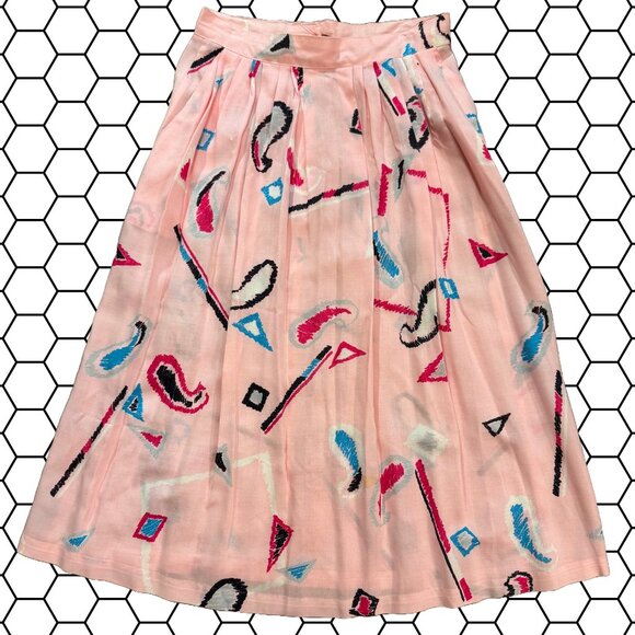 Vintage 80s A-line Skirt with pockets, Pretty in Pink Skirt - Picture 1 of 5